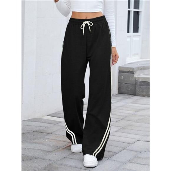 Side Striped Wide Leg Pants - Picture 1 of 16